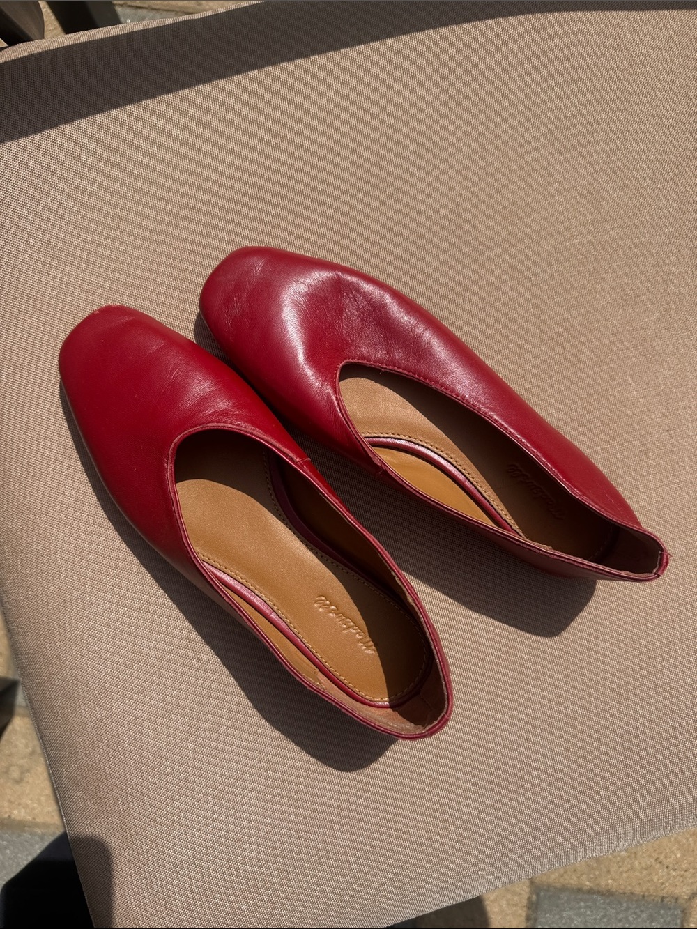 Madewell Deep Red Leather Slip-On Flats